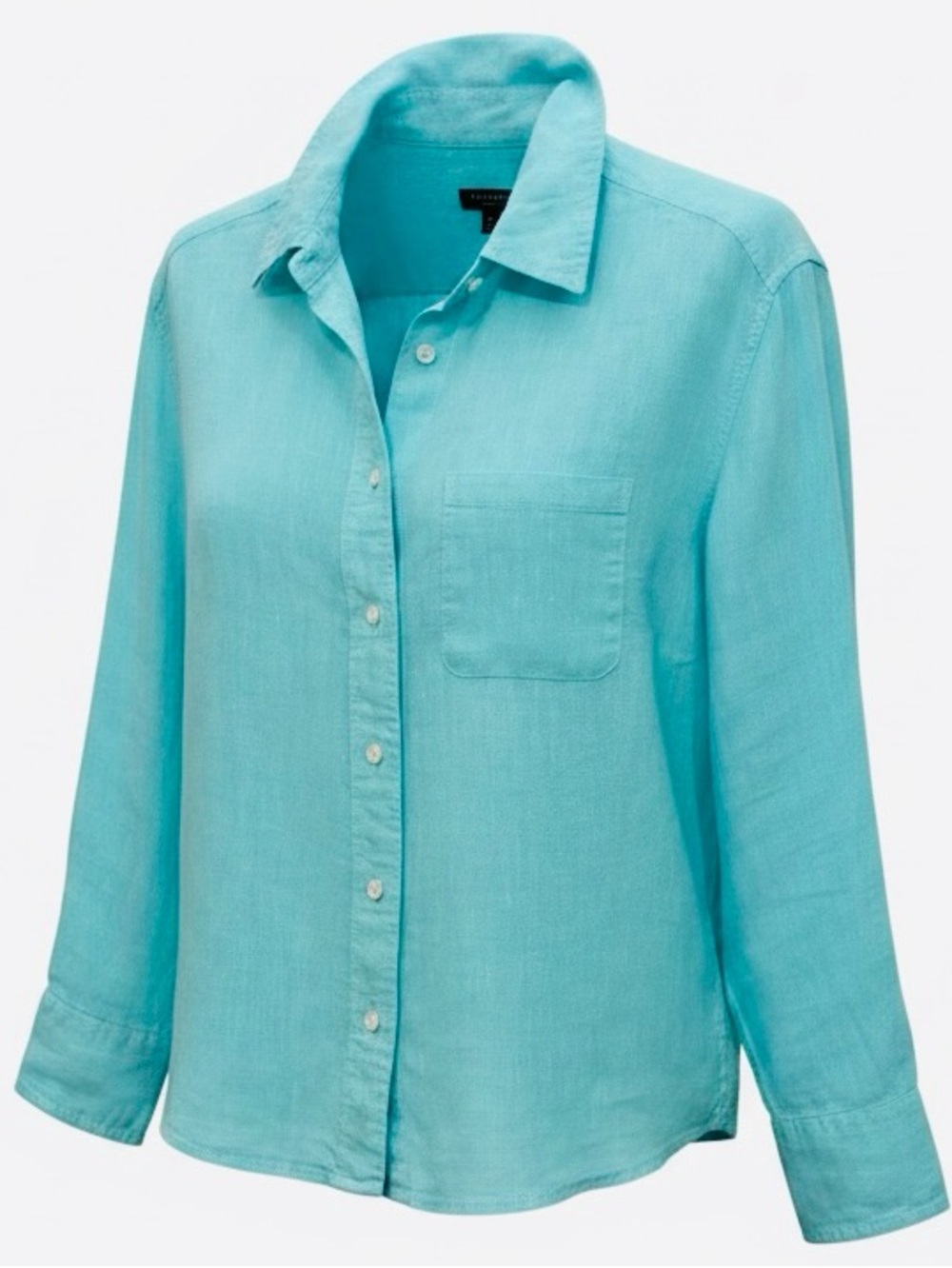 Talbots Linen Cross Dyed Modern Boxy-fit Long Sleeve Button Down Shirt - Picture 2 of 7